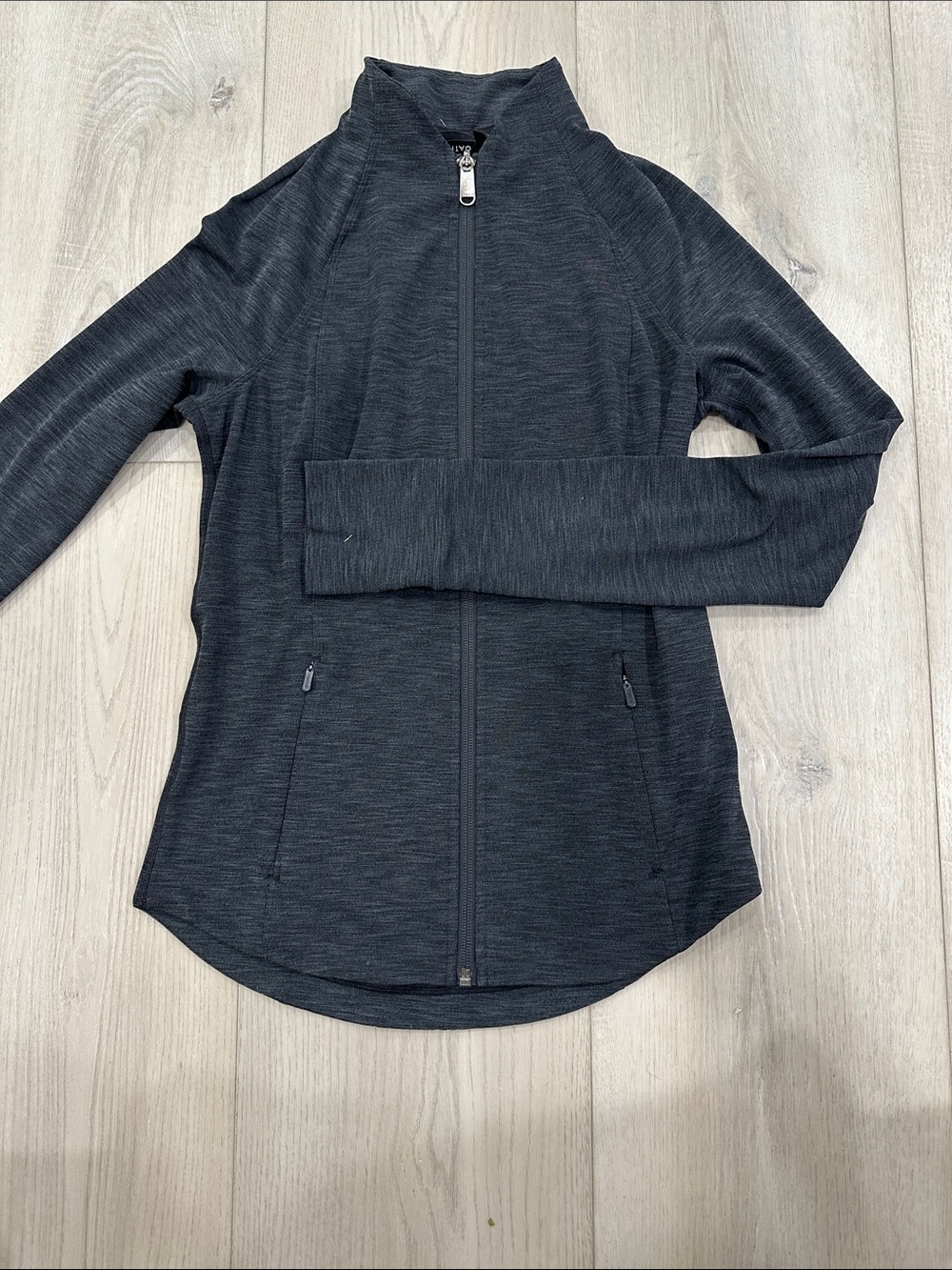 Athleta Women’s XS Charcoal Gray Full Zip Athletic Jacket Thumbholes Zip Pocket